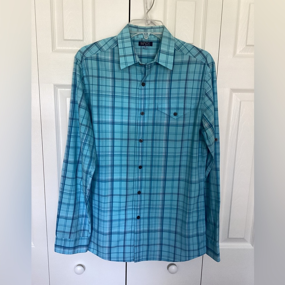 Men's Blue Plaid Shirt